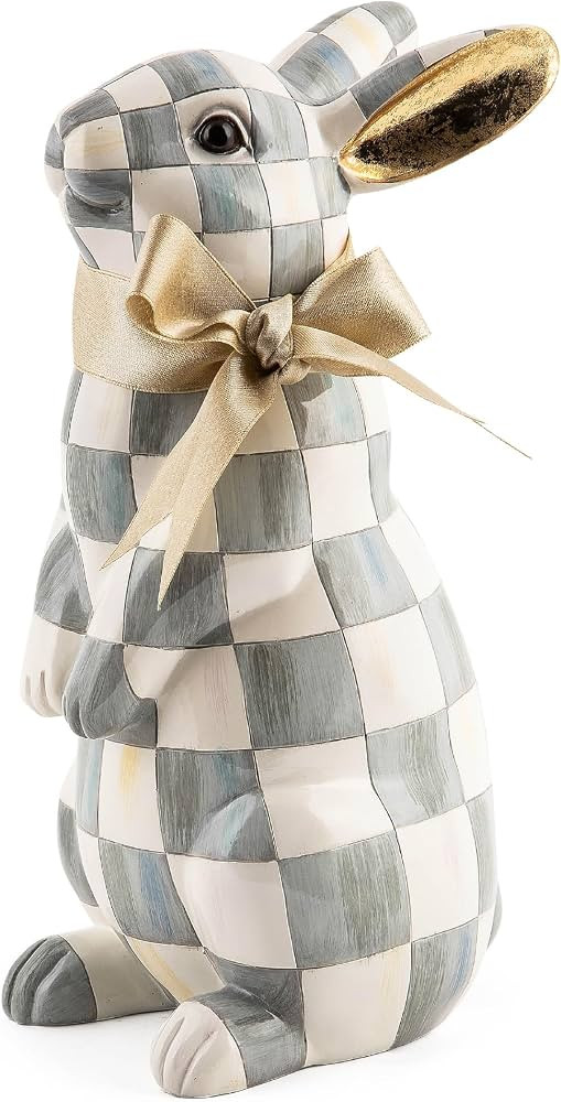 MACKENZIE-CHILDS Bunny Figurine, Rabbit Figurine Decoration for Spring, Standing, Sterling Check | Amazon (US)