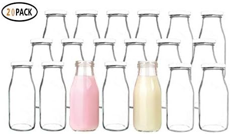 QAPPDA 12 oz Glass Bottles, Glass Milk Bottles with Lids, Vintage Breakfast Shake Container, Vint... | Amazon (US)