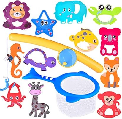 FUN LITTLE TOYS Bath Toys for Toddlers, Outdoor Toys Fishing Game Playset with Fishing Rod Fishin... | Amazon (US)