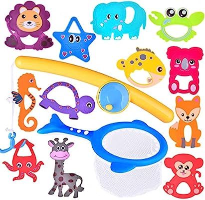 FUN LITTLE TOYS Bath Toys for Toddlers, Outdoor Toys Fishing Game Playset with Fishing Rod Fishin... | Amazon (US)