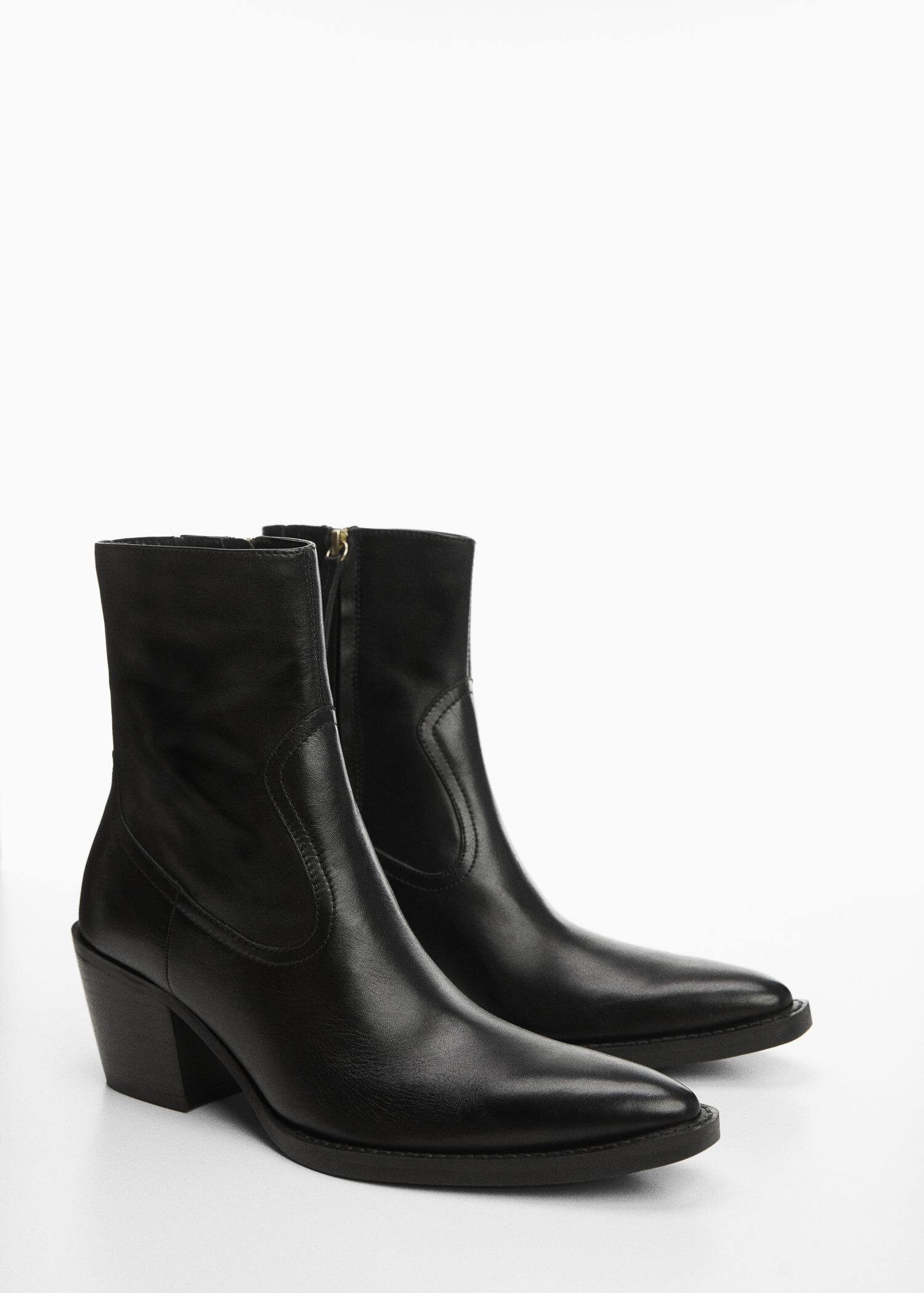 Leather pointed ankle boots | MANGO (US)