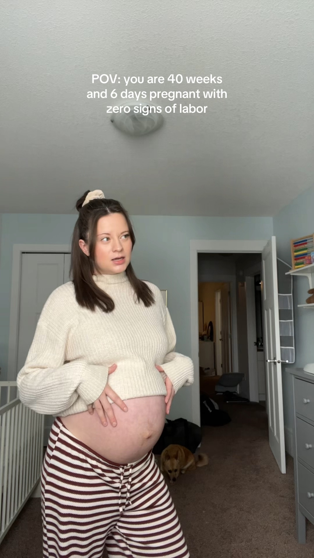 comfy maternity outfit of the day! These striped pants are perfection 🤍

#LTKcanada #LTKmaternity #LTKwinter