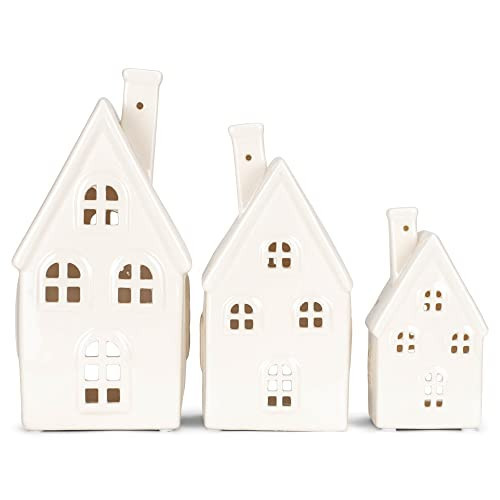 RAZ Imports 2022 Cozy Christmas 8.25" White Ceramic House, Set of 3 | Amazon (US)