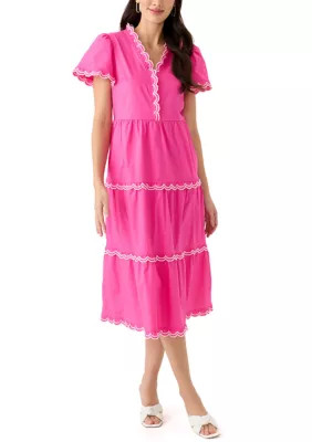 Crown & Ivy™ Women's Scallop Trim Midi Dress | Belk