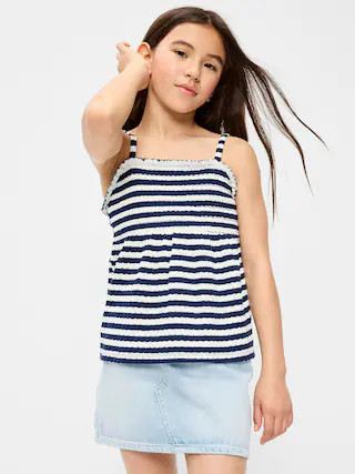 Printed Sleeveless Textured Smocked Top for Girls | Old Navy (US)