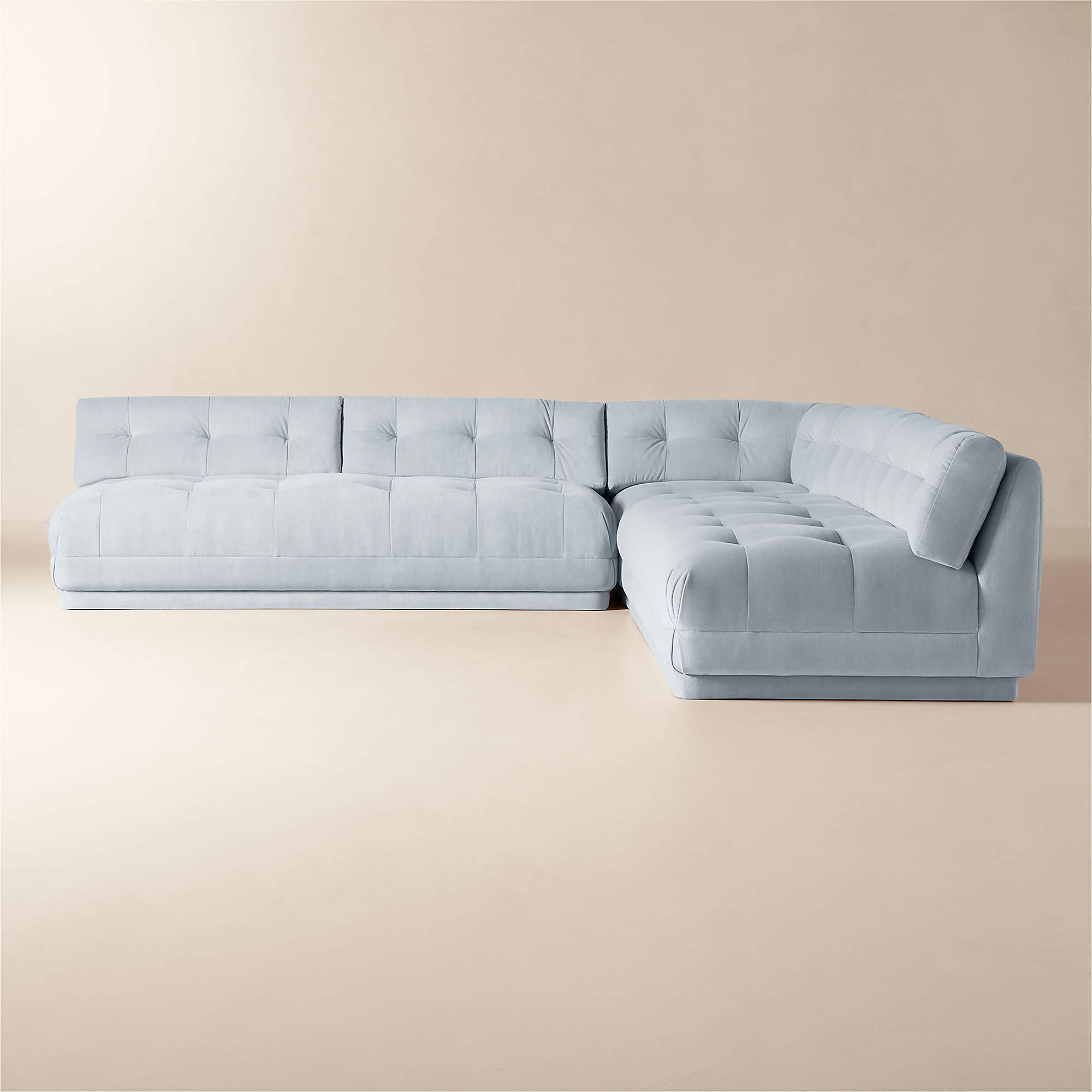 Belmond 3-Piece L-Shaped Light Blue Velvet Sectional | CB2 | CB2
