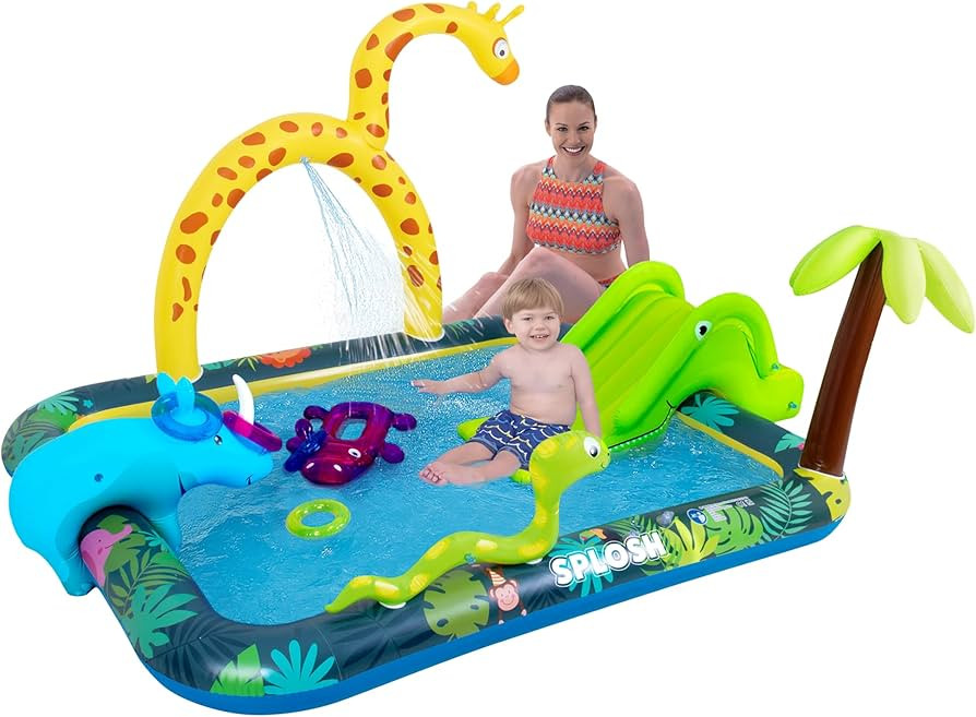Splosh Jungle Animal Activity Paddling Pool - Fun Spray & Splash Pool With Slide For Kids Age 2-5... | Amazon (UK)