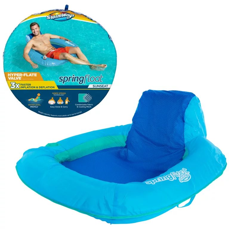 SwimWays Spring Float Sunseat, Inflatable Pool Lounge Chair with Backrest, Pool Float for Adults | Walmart (US)
