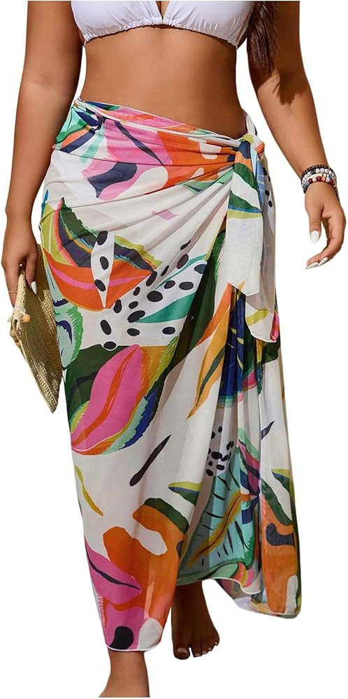 Tropical Wrap Beach Skirts Sheer Mesh Maxi | Amazon (US)