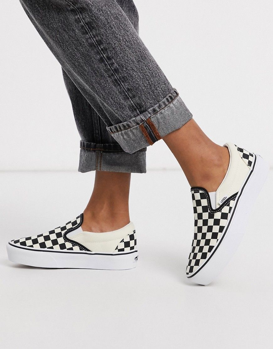 Vans Classic Slip-On Platform sneakers in checkerboard-Black | ASOS (Global)