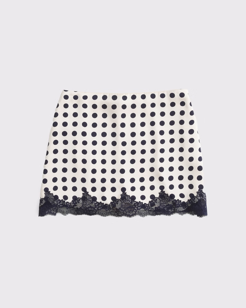 High Rise Satin Lace-Hem Mini Skirt | Abercrombie & Fitch (UK)