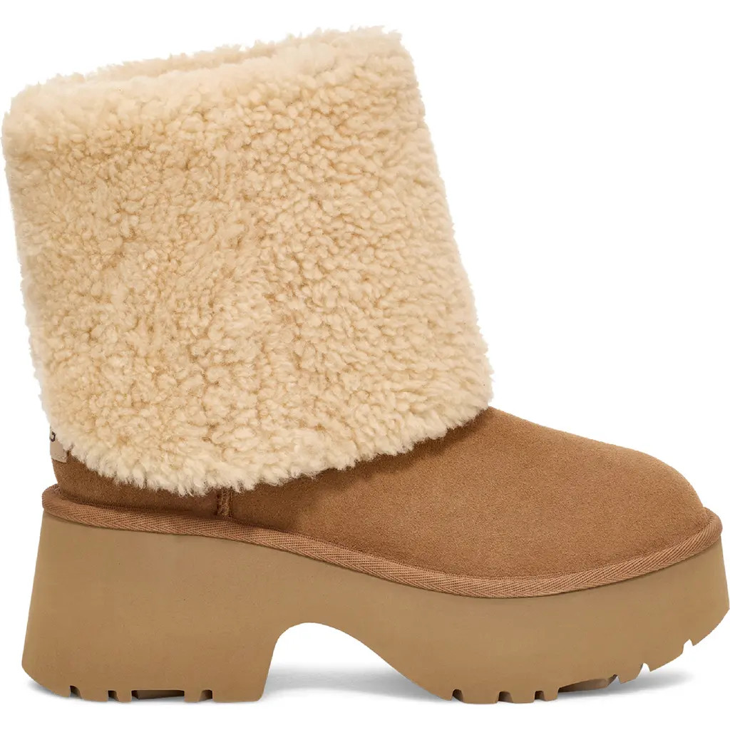 UGG® Classic New Heights Genuine Shearling Cuffable Boot in Chestnut at Nordstrom Rack, Size 11 | Nordstrom Rack