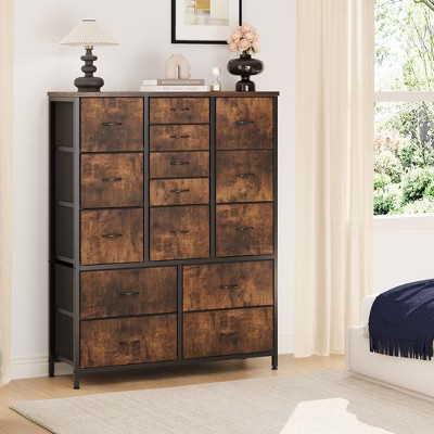 15 Drawers Dresser, Large Chests of Drawers, Fabric Storage Dresser Organizer Unit, for Closet, Hallway, Living Room, Brown | Target