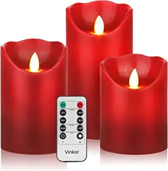 Vinkor Flameless Candles Battery Operated Candles Real Wax Pillar LED Candles with 10-Key Remote ... | Amazon (US)