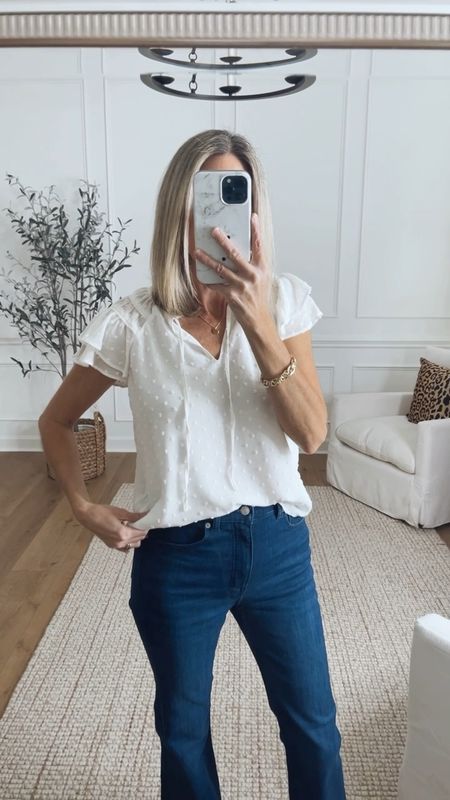 ⭐️ 40% off with code GAME 
The cutest ruffle sleeve top, lined and sized down one to an XS. Really like the fit of these high rise flare jeans. Sized down one to a 27. Ballet flats are so comfortable! Been wearing them all day! 

Outfit ideas for women 
Teacher outfit idea 
Love Loft 
Loft outfits 


#LTKstyletip #LTKfindsunder50 #LTKsalealert