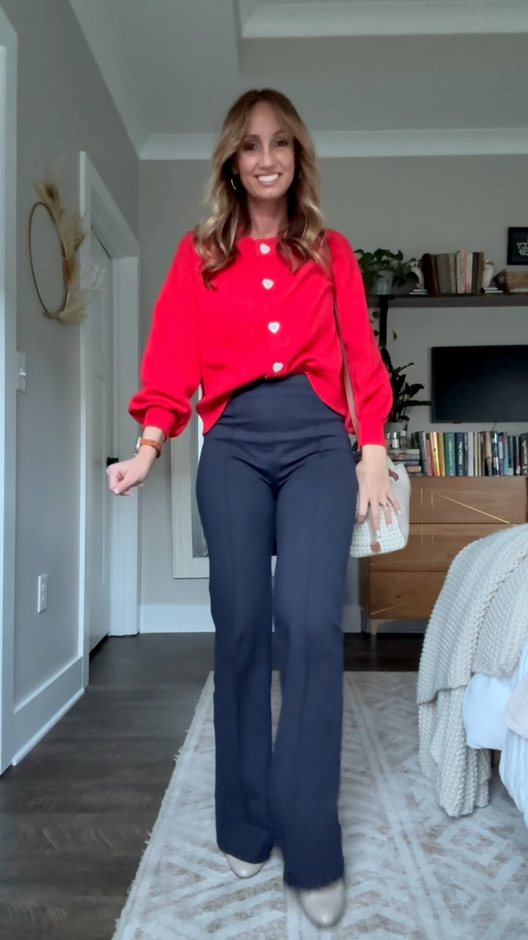 The cutest Valentine Sweater at such a great price! Subtle heart buttons for a nod towards V-day but also could be work all year long for that business casual work place. 

Sweater: $50
Pants: $158
Shoes: $50
Purse: $90
Perfume: $40

Everything is TTS. I’m wearing a small in everything. 125lbs | 5’3

#LTKWorkwear #LTKgrwm #LTKootd