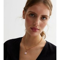 Gold Heart Faux Pearl Chain Necklace New Look | New Look (UK)