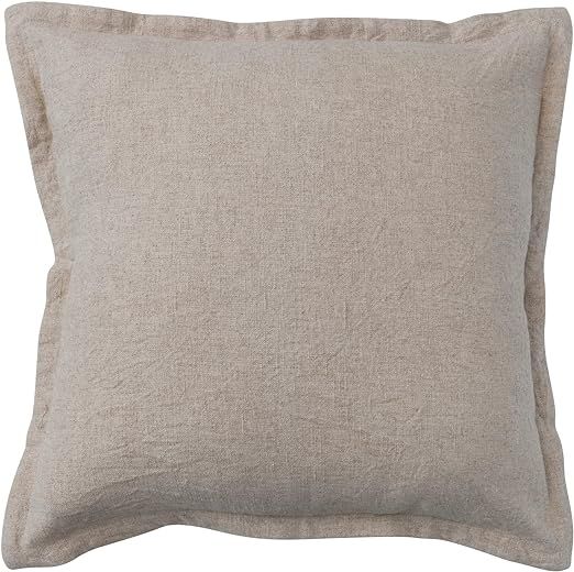 Creative Co-Op Woven Linen and Cotton Throw Knife Edge, Natural Pillow Cover | Amazon (US)