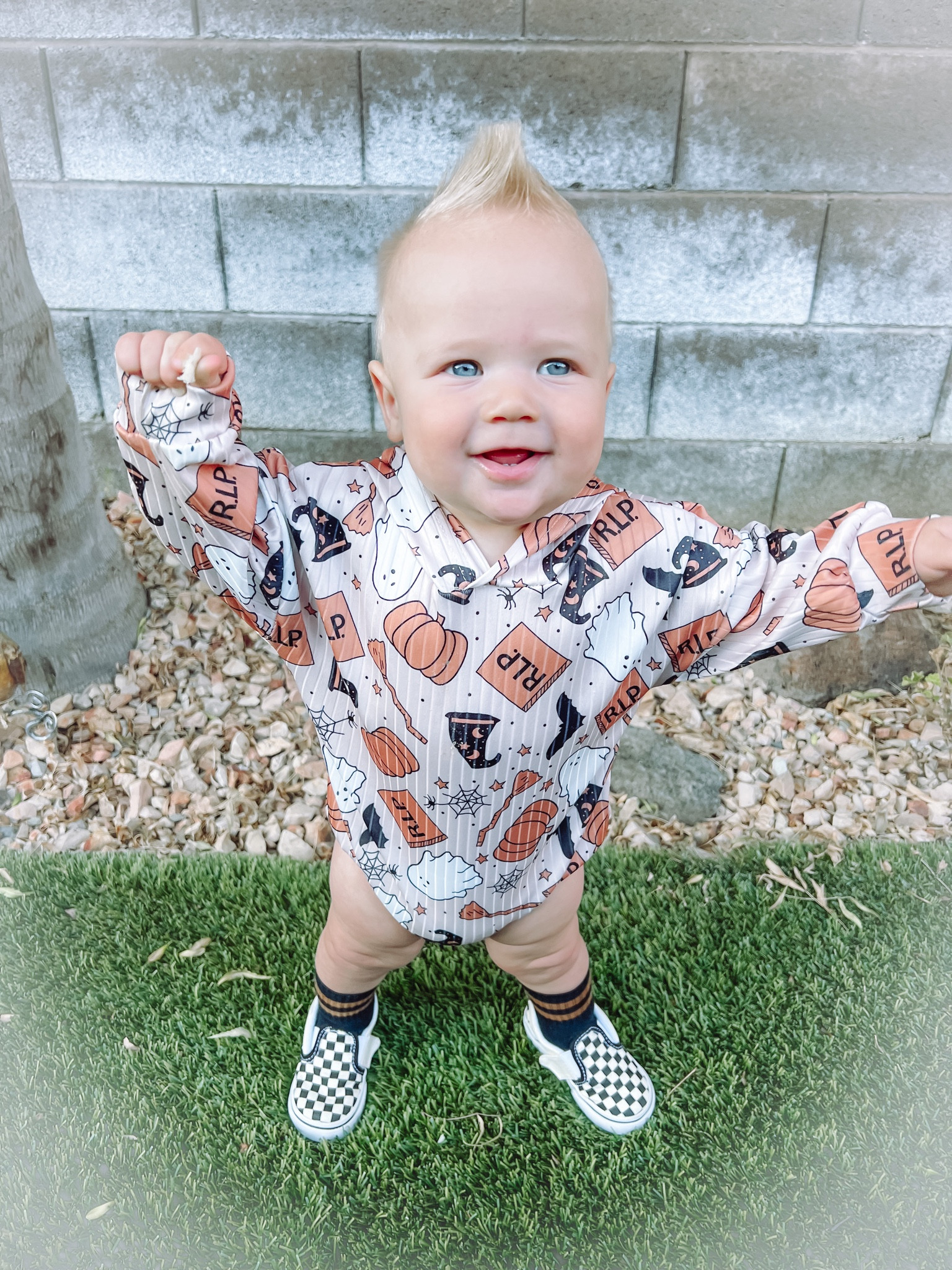 Baby boy Halloween bubble romper under $20! Baby checkered vans 

#LTKHalloween #LTKfamily #LTKbaby