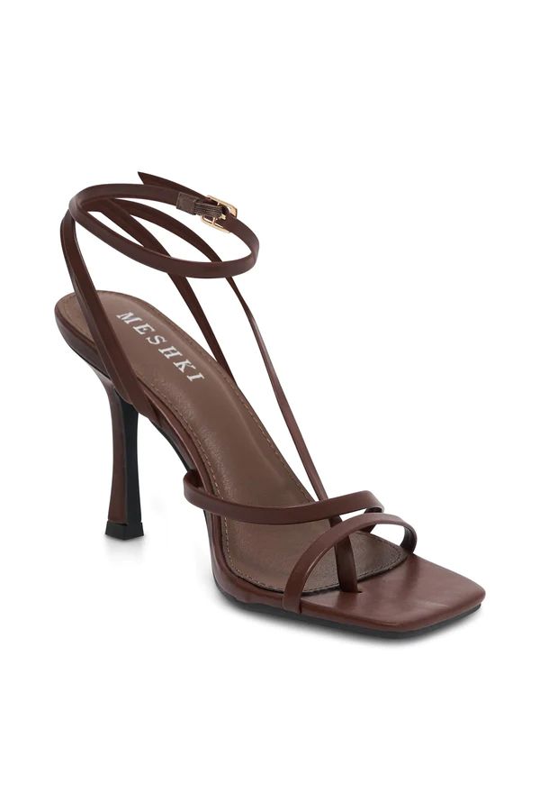 Brandy Ankle Strap Heels - Chocolate | MESHKI (US & UK)