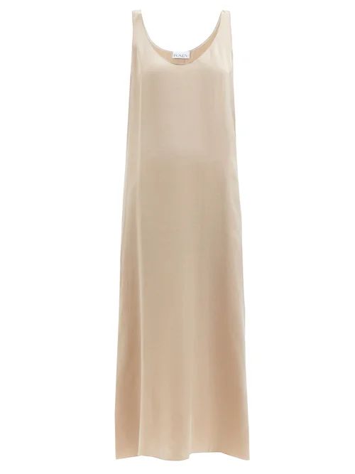 Raey - Babylock-edged Cupro Midi Slip Dress - Womens - Light Brown | Matches (UK)