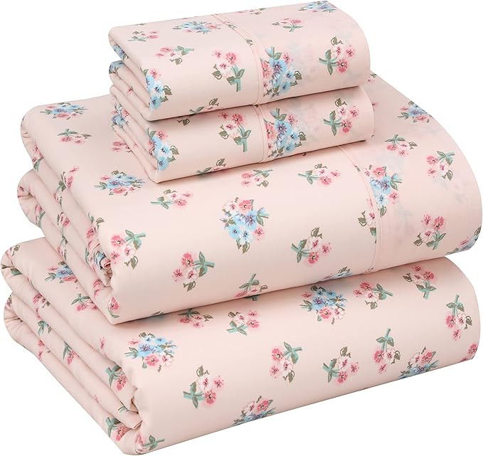 RUVANTI 100% Cotton California King Sheet Sets, 4 Pieces, Soft & Breathable Percale Weave Bedding... | Amazon (US)