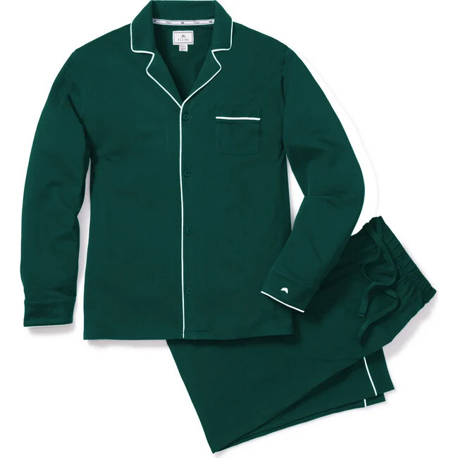 Petite Plume | Men's Luxe Pima Cotton Pajama Set, Evergreen (Multicolor, Size X-Small) | Maisonette | Maisonette