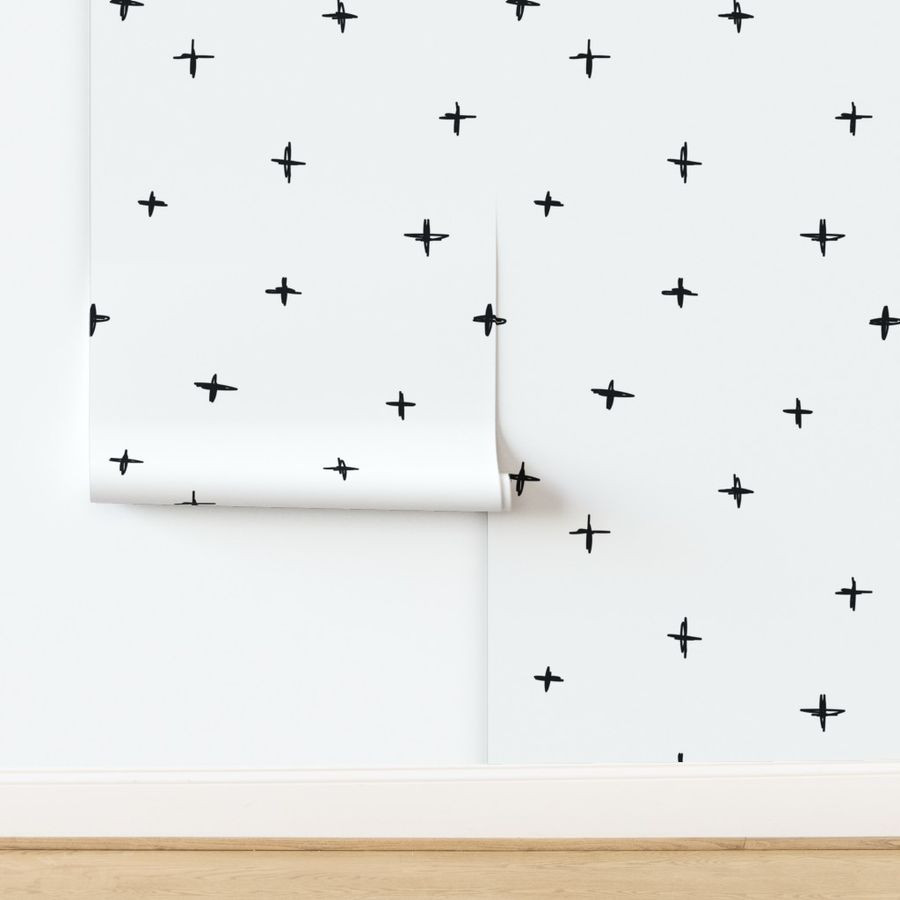JUMBO // Large Swiss Cross Wallpaper Black Swiss Cross on White by Erin Kendal | Spoonflower