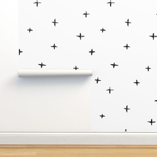 JUMBO // Large Swiss Cross Wallpaper Black Swiss Cross on White by Erin Kendal | Spoonflower