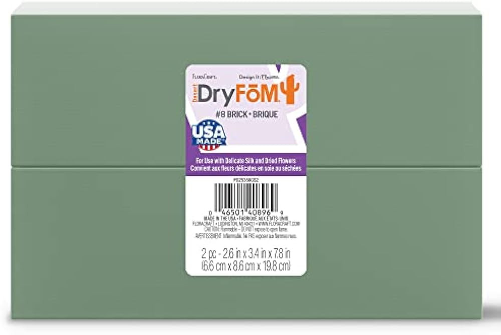 FloraCraft Floral Desert DryFōM 2 Piece Brick 2.6 Inch x 3.4 Inch x 7.8 Inch Green | Amazon (US)