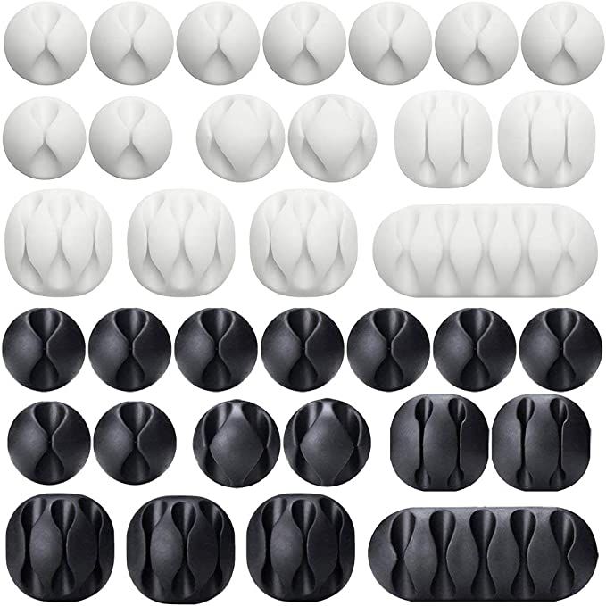 Amazon.com: 34 Piece USB Cable Clips, Viaky Strong Adhesive Silicone Desktop Cable Organizer Wire... | Amazon (US)