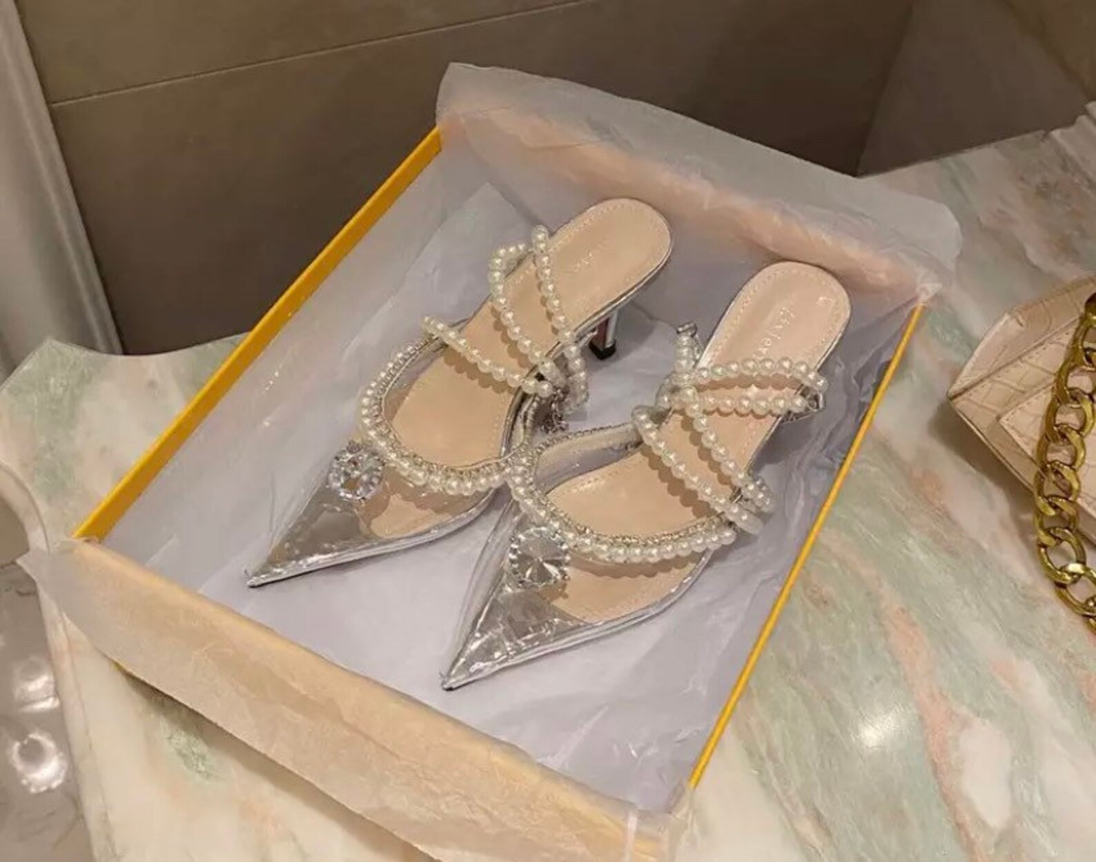 Old Money Rich Elegant Pearl High Heels With Bow Diamond | Etsy | Etsy (US)