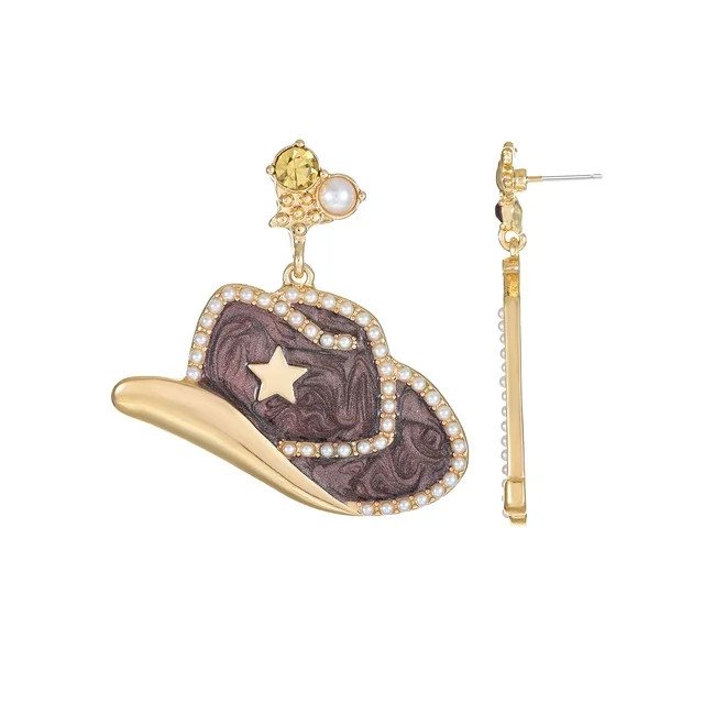 Packed Party Goldtone Yee Haw Cowboy Hat Earrings, Female, 1 Pair | Walmart (US)