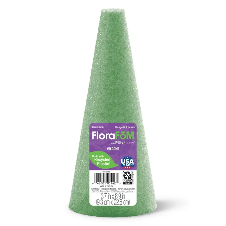 FloraCraft FloraFōM Cone 3.7-inch x 8.9-inch Green XPS Foam | Walmart (US)