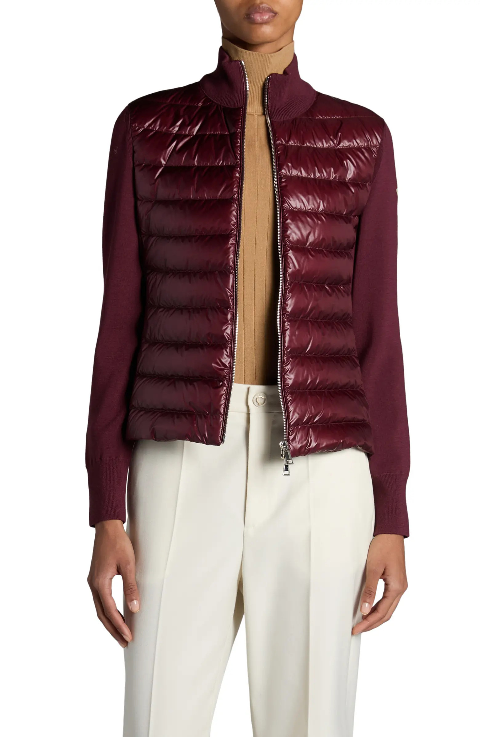 Moncler Quilted Down & Wool Knit Cardigan | Nordstrom | Nordstrom