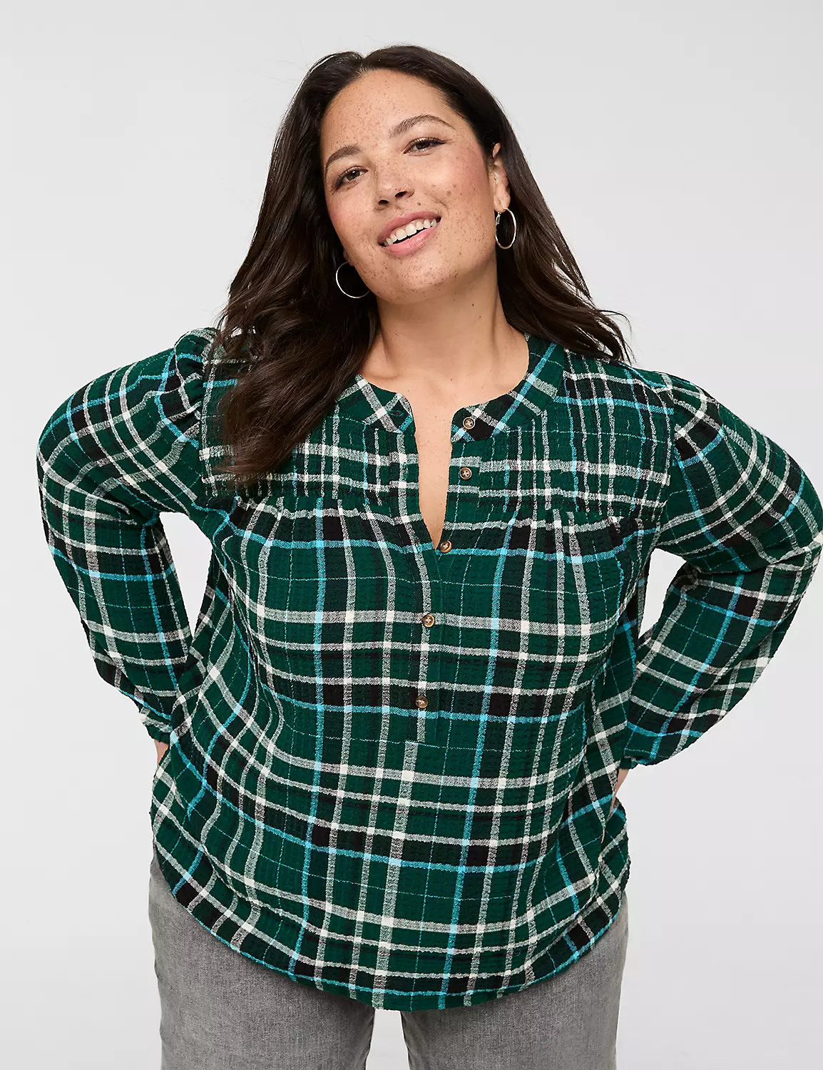 Crinkle Popover Blouse | Lane Bryant (US)