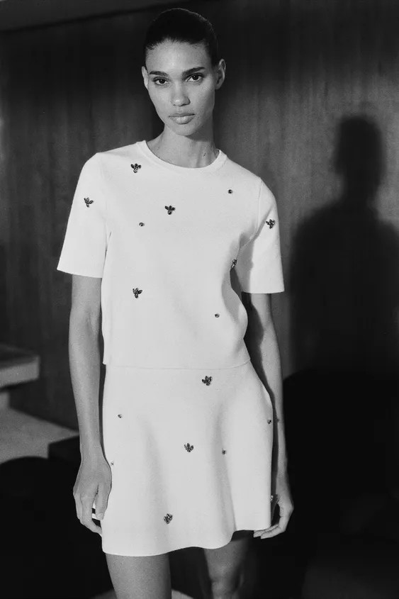 JEWEL BEAD KNIT SKIRT | Zara US