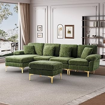U Shaped Sectional Sofa Couch, 114" Convertible L Shaped Sofa with Chaise Lounge & Ottoman, Moder... | Amazon (US)