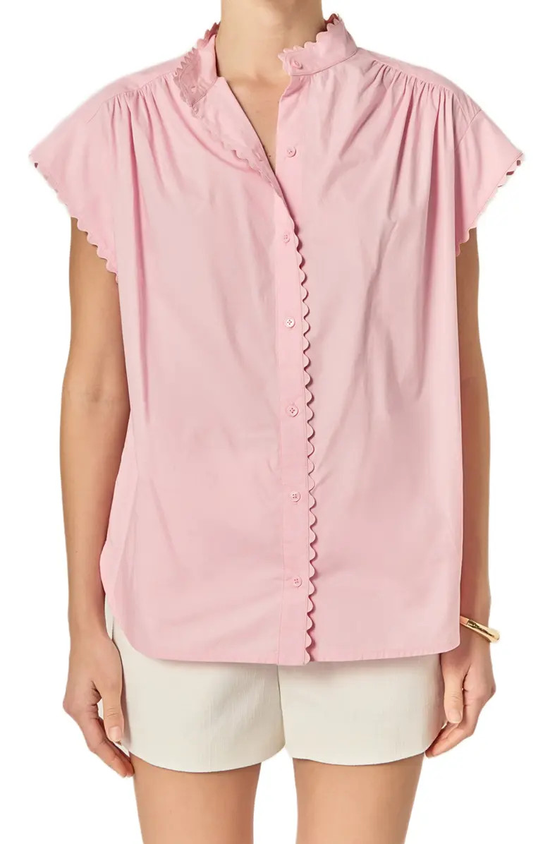 Rickrack Trim Button-Up Cotton Shirt | Nordstrom