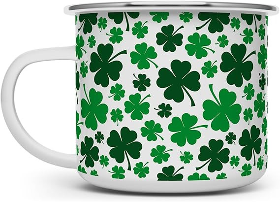 St Patrick's Day Shamrock Campfire Coffee Tea Mug, Green Four Leaf Clover Camping Cup, Gift for H... | Amazon (US)