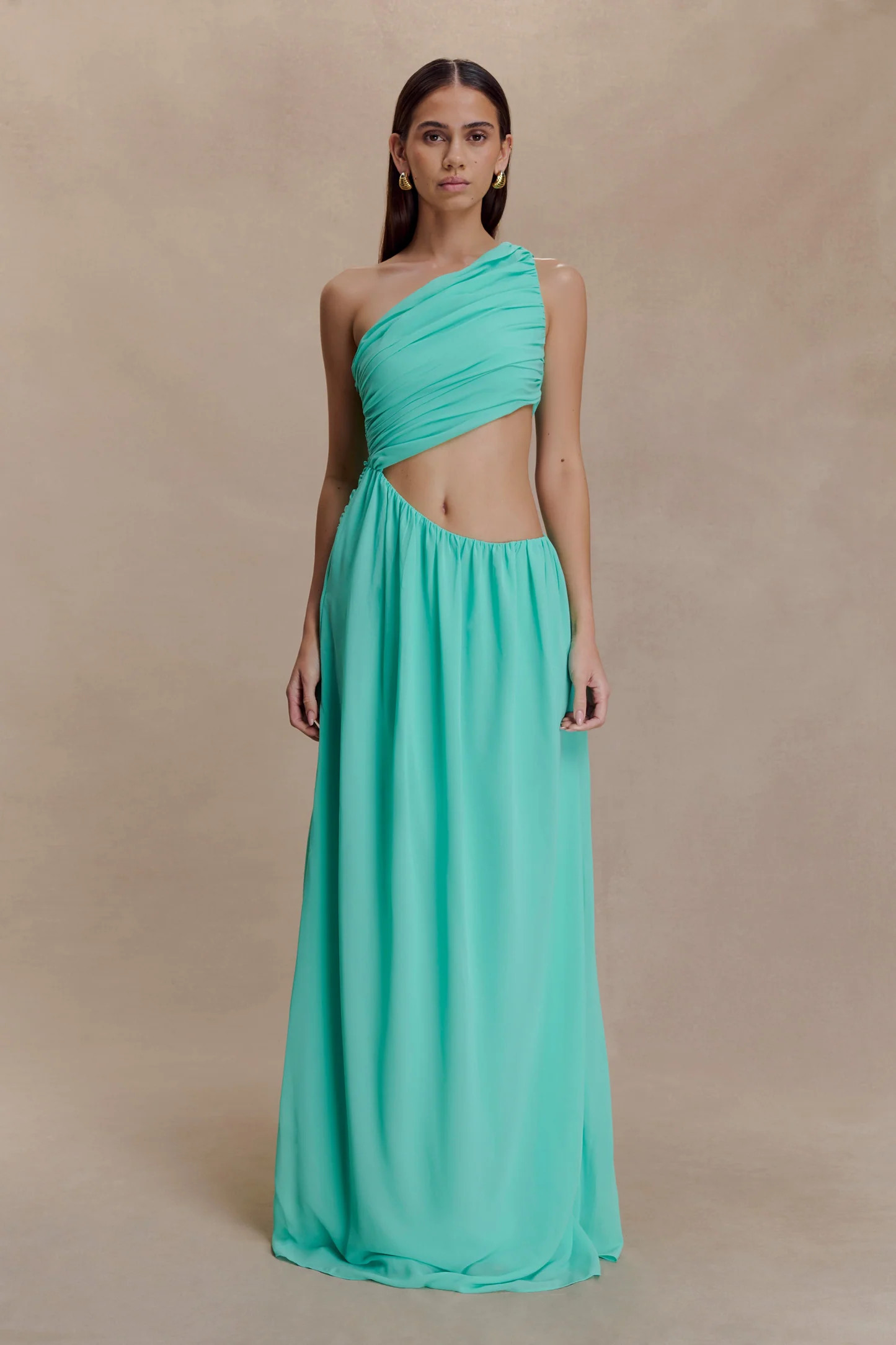 Chiffon Cut Out Maxi Dress - Lagoon | MESHKI US