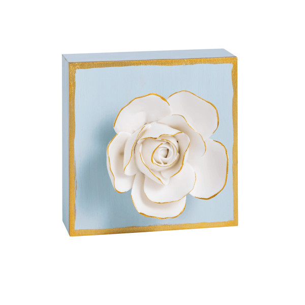 Mud Pie Blue Flower Plaque | Plaster | Mud Pie