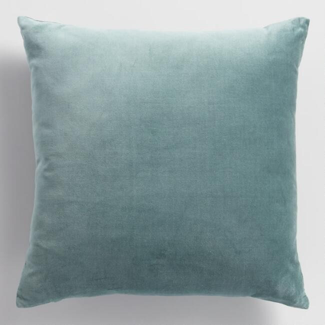 Slate Green Velvet Throw Pillow | World Market