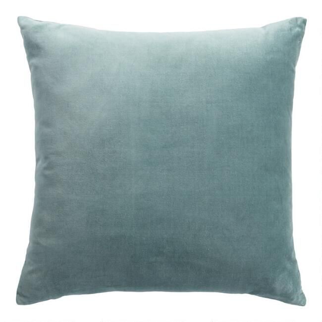 Slate Green Velvet Throw Pillow | World Market
