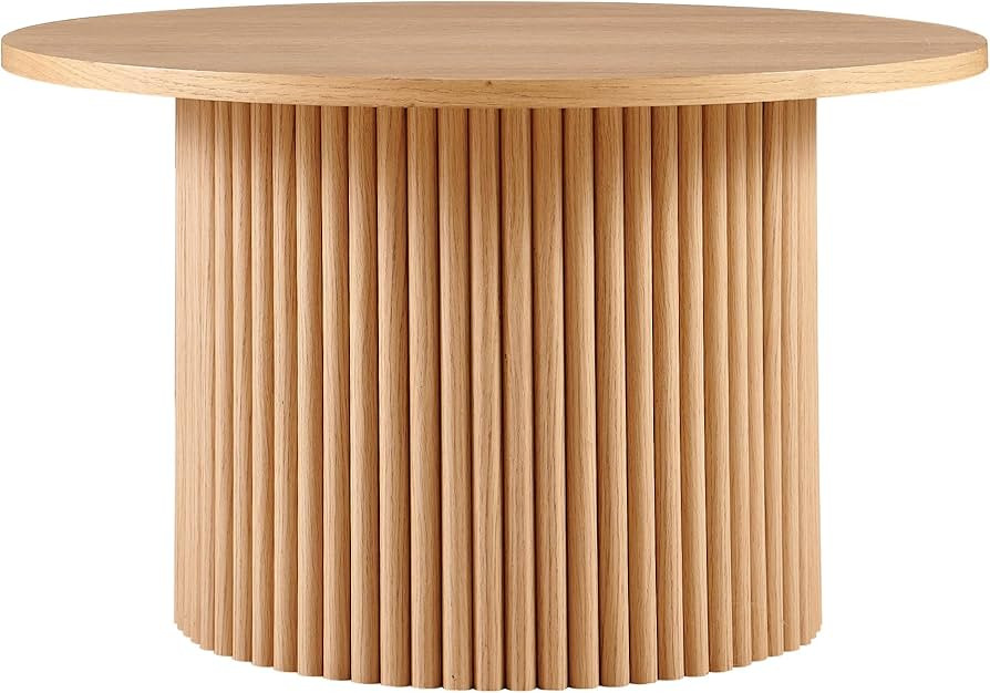 HomVent 27.56 Inch Round Coffee Table, Farmhouse Circle Coffee Table MDF Table-top with Metal Bas... | Amazon (US)