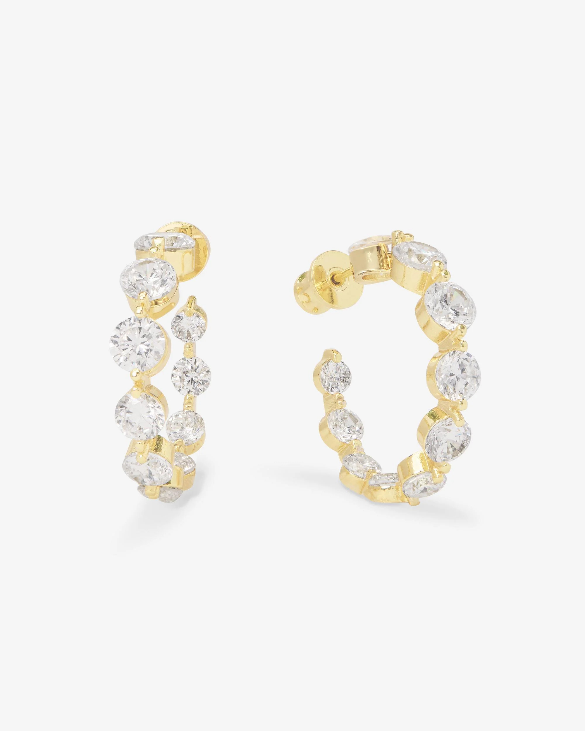 She's an Icon Hoops 1" - Gold|White Diamondettes | Melinda Maria Jewelry