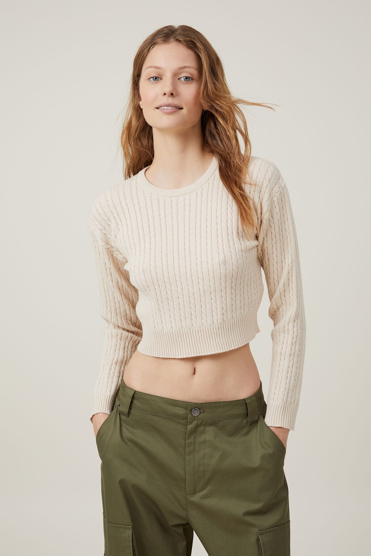 Everfine Cable Crew Neck Pullover | Cotton On (US)