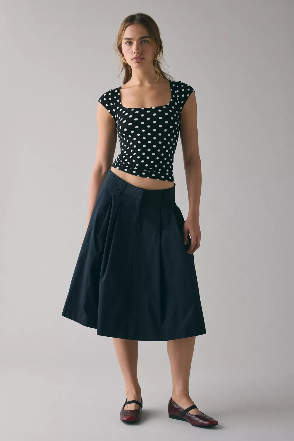 BDG Drew Cap Sleeve Square Neck Cropped Tee | Urban Outfitters (US and RoW)