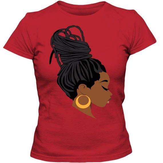 Lady with loc updo with Locs Adult Ladies Classic Tees | Etsy (US)