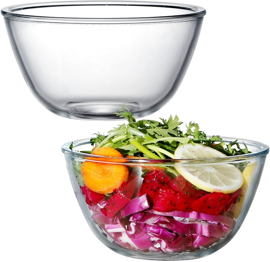 NUTRIUPS Glass Mixing Bowls Borosilicate 6.1in Glass Salad Bowl 35oz Clear Glass Bowls for Bread,... | Amazon (US)